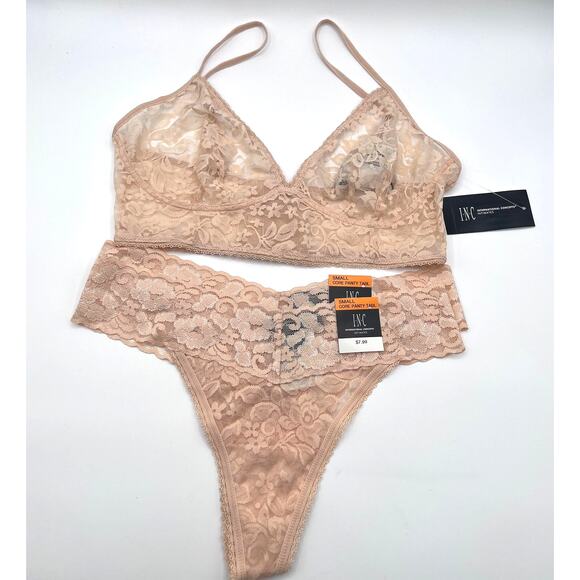 INC International Concepts Womens Lace Bralette & Thong Panty(2) Set Small New - Picture 2 of 8